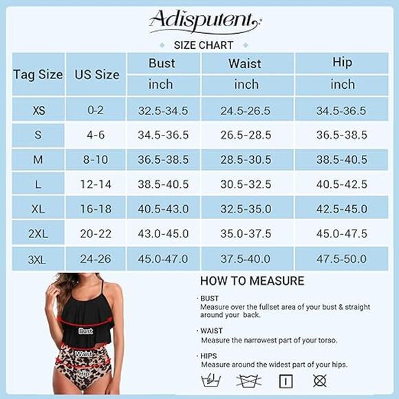Adisputent Womens Tankini Ruffled Tank Top High Waist Swimsuit - 2XL - Picture 3 of 3
